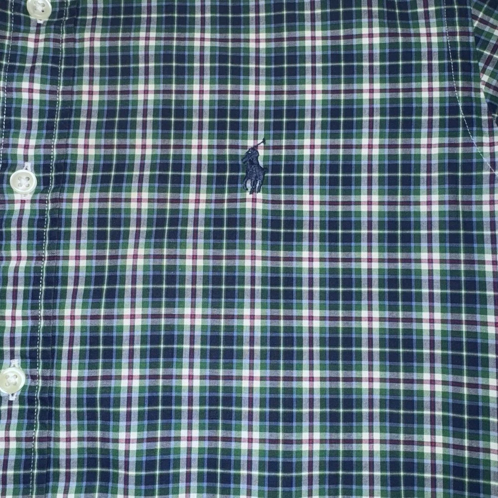 Polo Ralph Lauren Oxford Multicolor Plaid Blue Pony Cotton Button Down Shirt S/P
